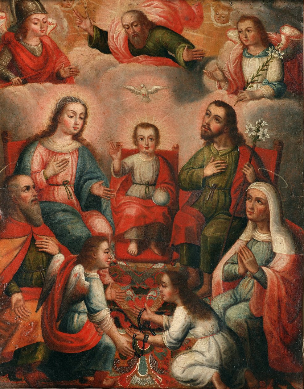 A família de Cristo Criança com a alma aprisionada do Amor Divino de Cuzco School