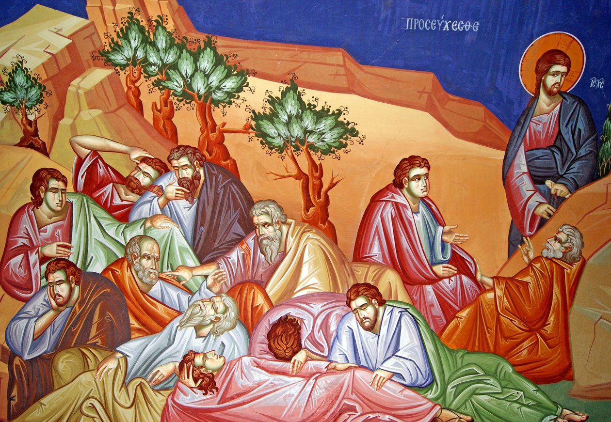 Apóstolos à espera de Jesus no Monte das Oliveiras, em Jerusalém, Chipre de Cypriot