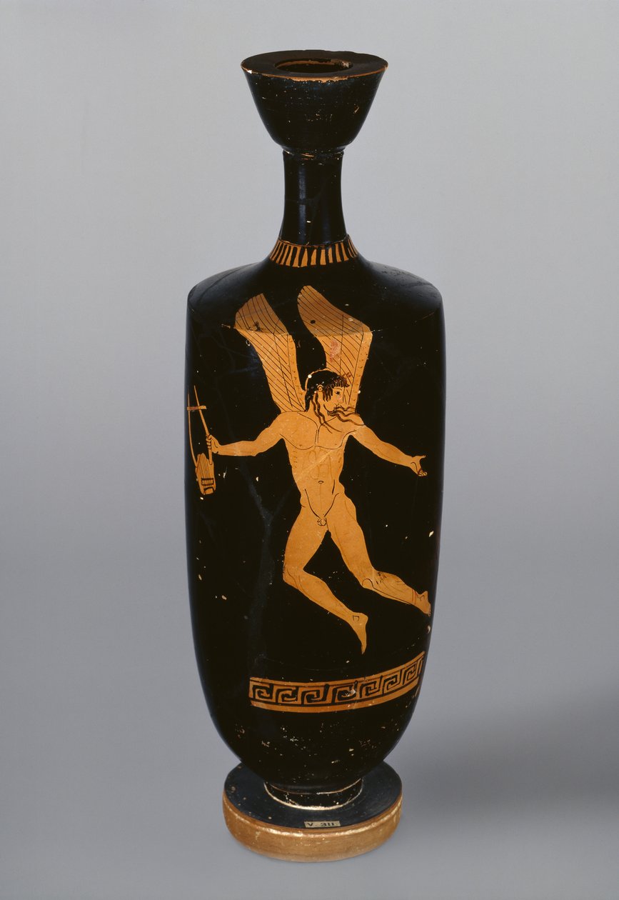 Lekythos áticos de figuras vermelhas mostrando Eros, c.480 aC (cerâmica) de Cypriot