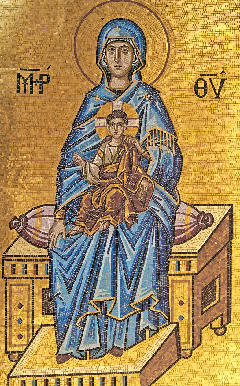Madonna e criança, Mosteiro de Kykkos, Montanhas Troodos, Chipre (mosaico) de Cypriot