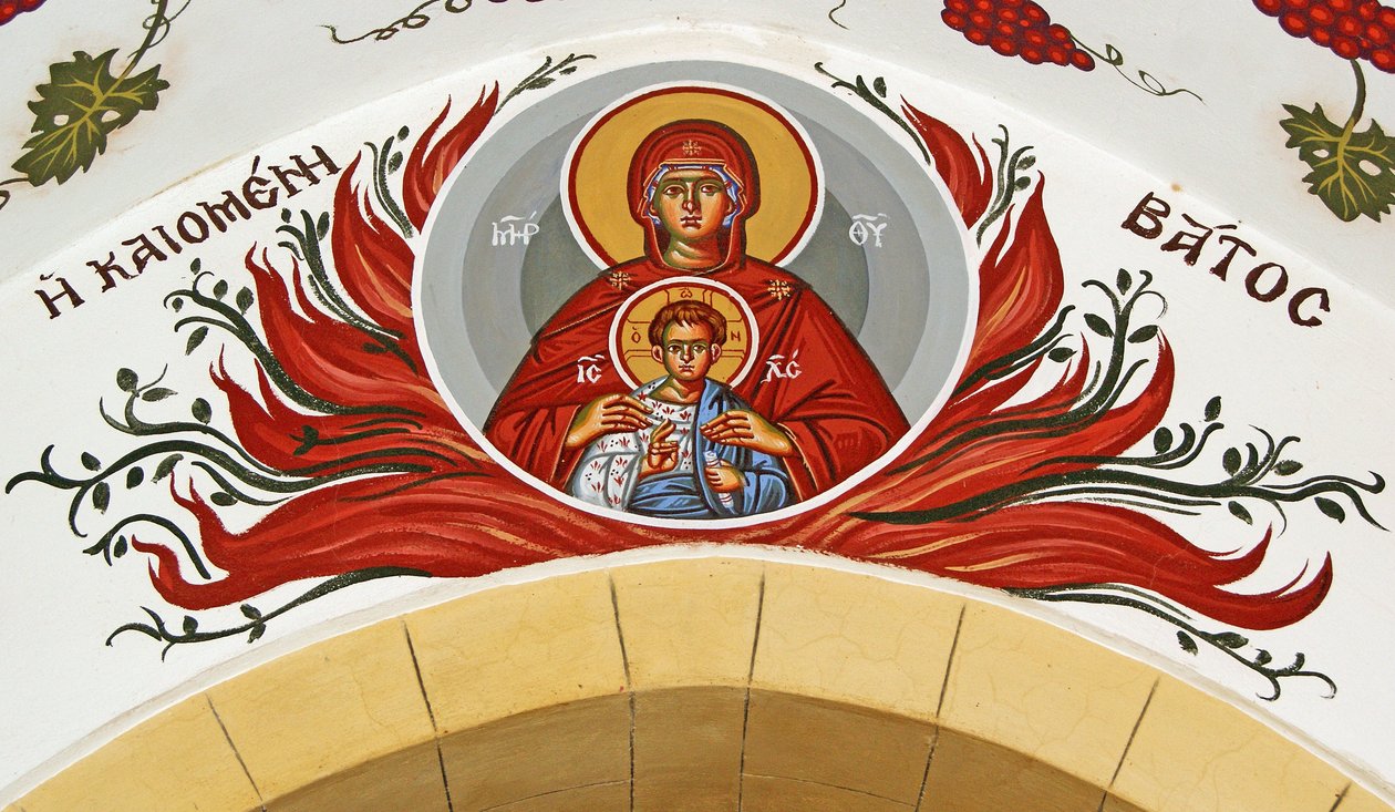 Madonna e criança cercada por chamas, Chipre de Cypriot