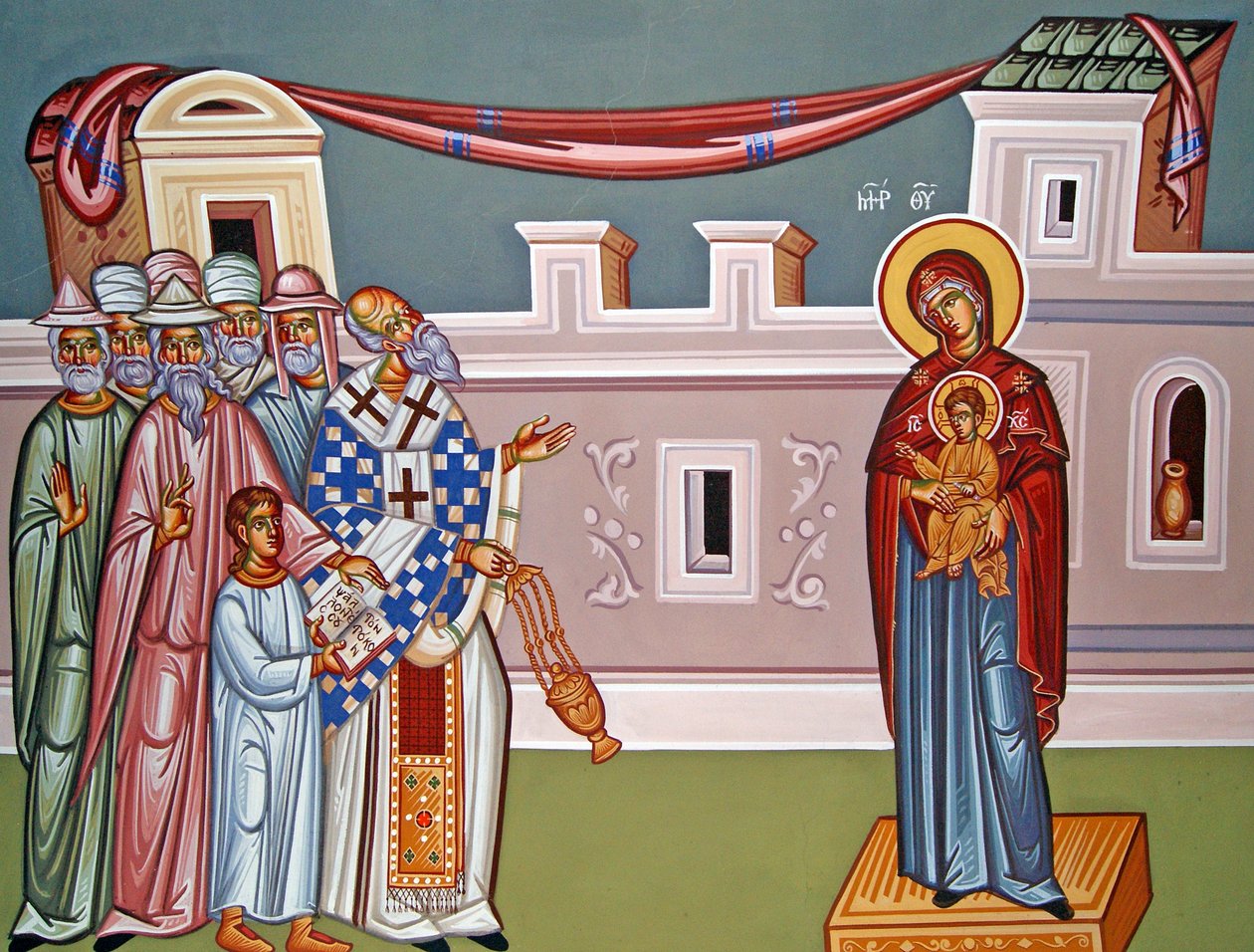 Mural retratando a Madonna e a criança, Chipre de Cypriot