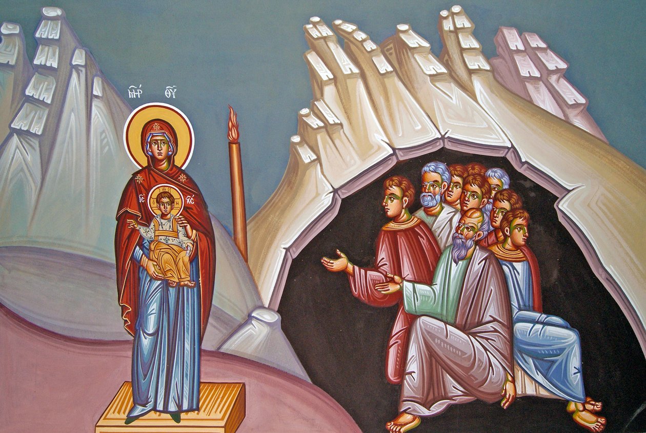Mural da Madonna e criança, Mosteiro de Kykkos, Chipre de Cypriot