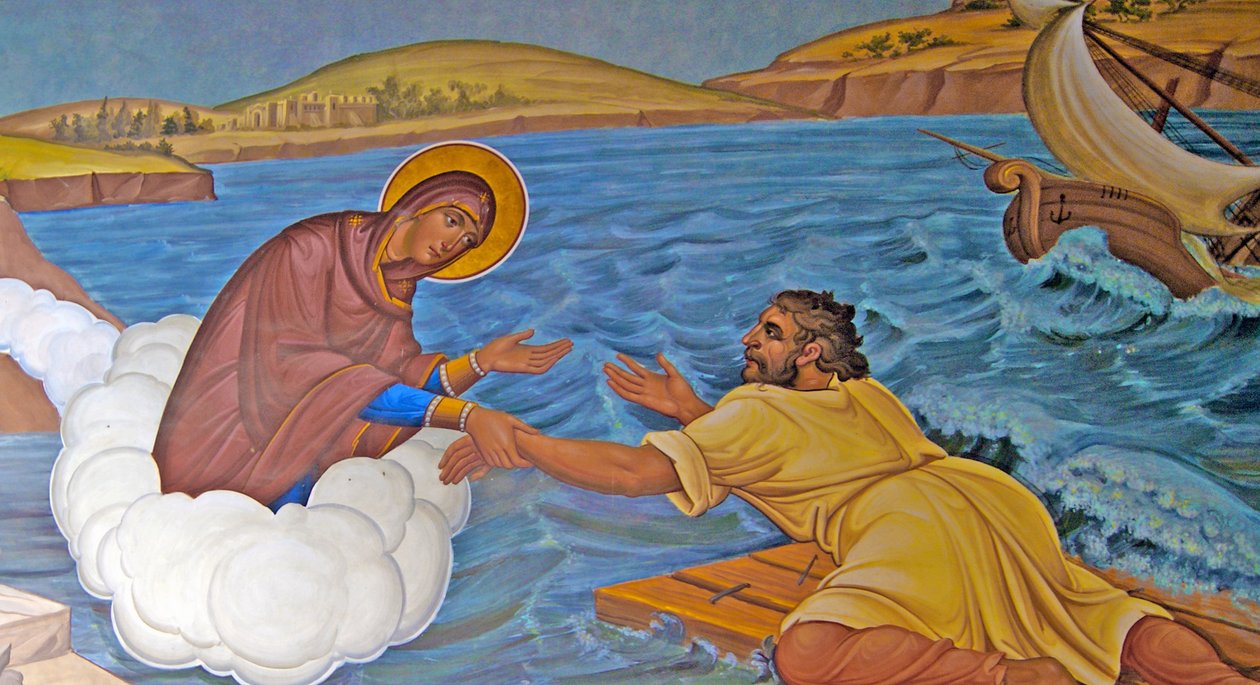 A Virgem Maria resgata um marinheiro naufragado, Chipre de Cypriot