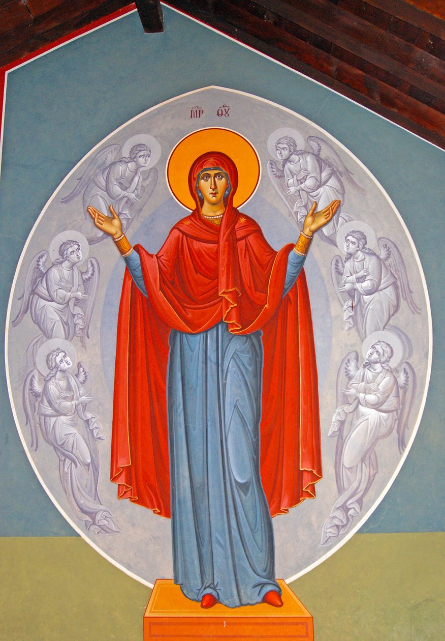 A, virgem, mary, cercado, por, anjos, chipre de Cypriot