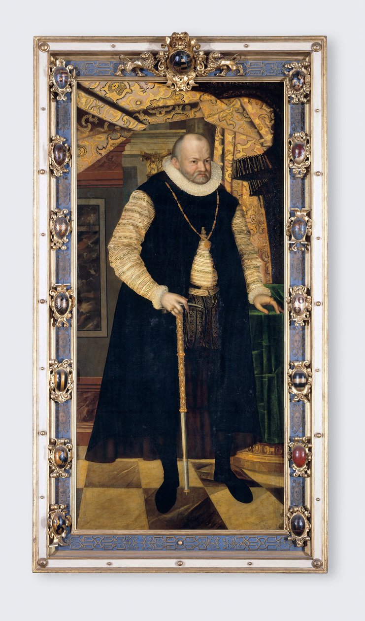 Retrato do Eleitor da Saxônia Augusto I (1526-1586) - Pintura de Cyriacus Roeder (Rheder) (por volta de 1560-1598), óleo sobre tela de Cyriacus (c.1560 1598) Roder