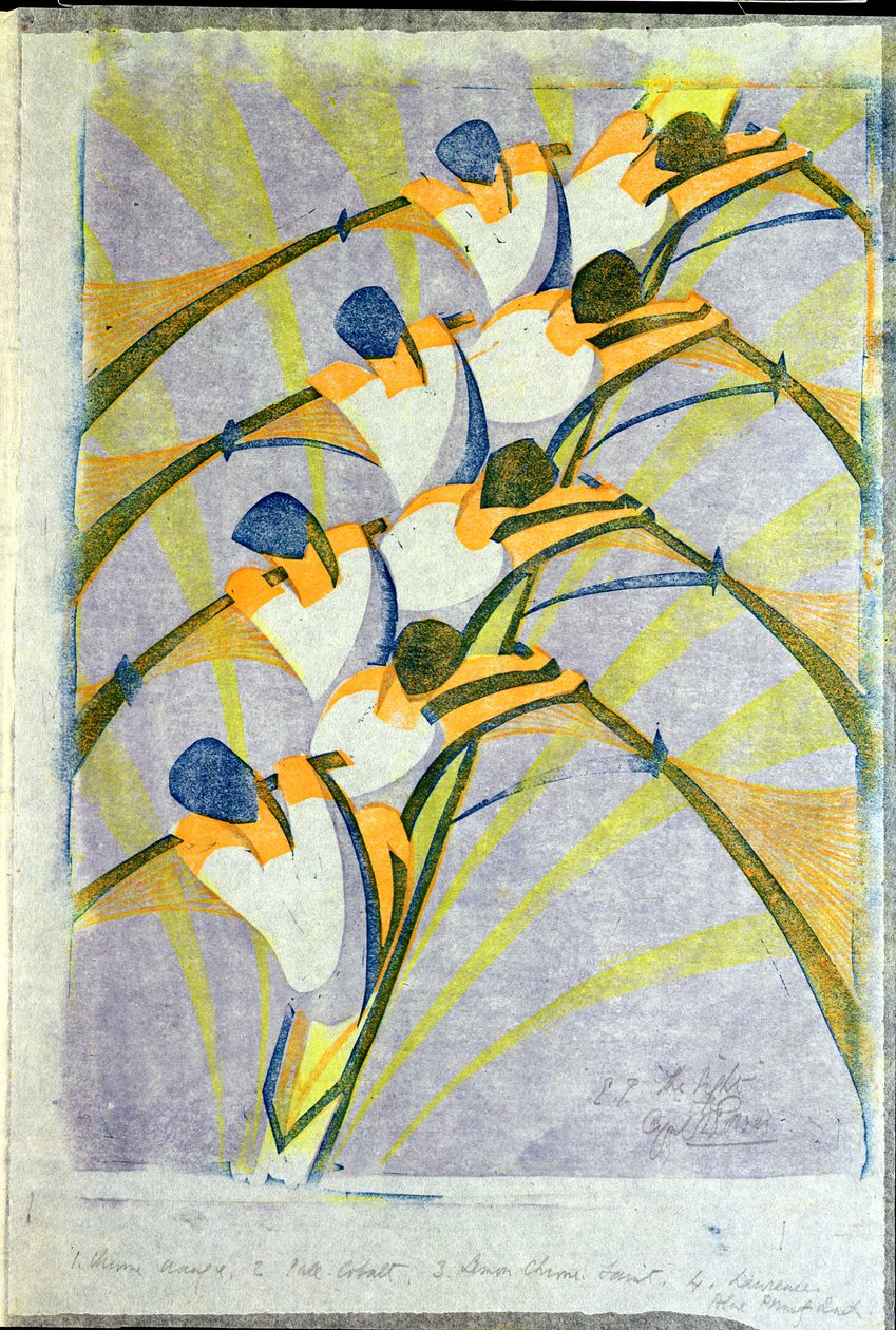 The Eight, c.1930 (linocut) de Cyril Edward Power