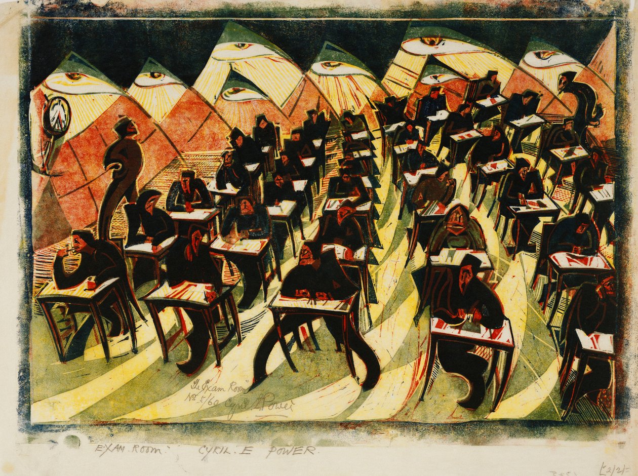 The Exam Room, c. 1934 (linocut impresso em cores no Japão fino) de Cyril Edward Power