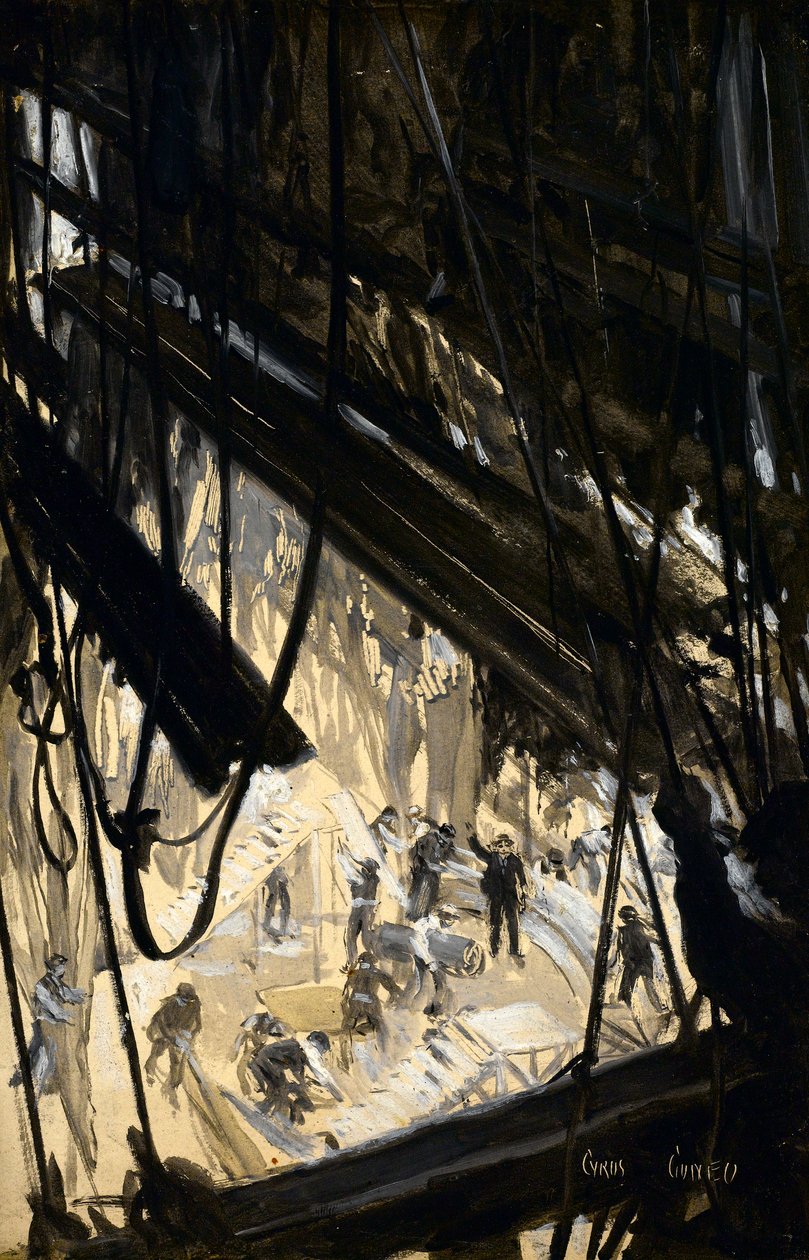 Construindo um cenário, c.1910 de Cyrus Cuneo