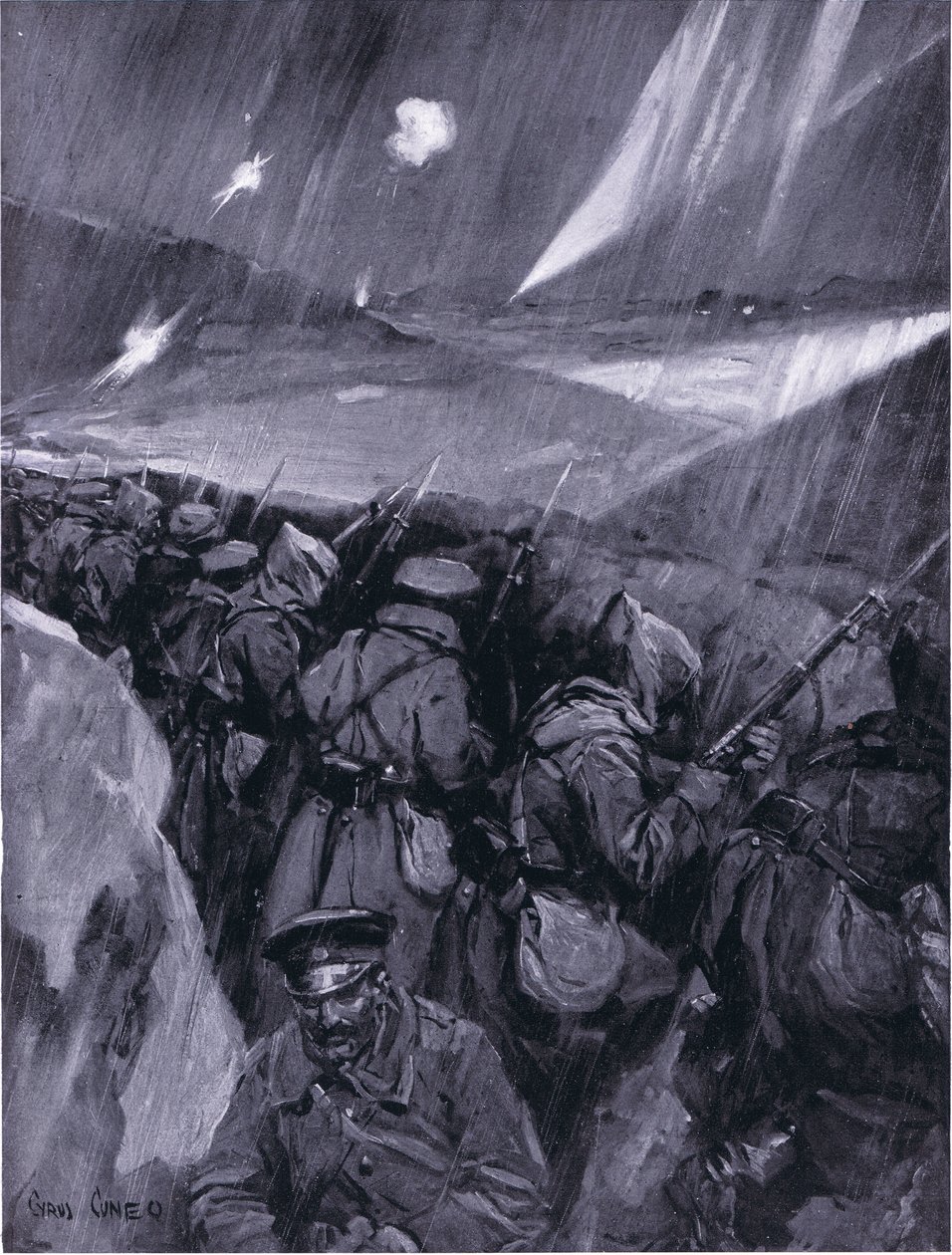 Búlgaros sitiando Adrianople 1912-1913, ilustração de Hutchinsons História das Nações VOL 4 c.1920s de Cyrus Cuneo