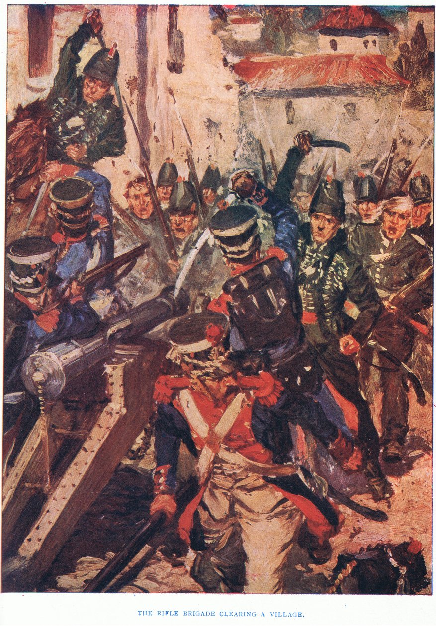A Brigada de Rifles limpando uma aldeia, 1915 de Cyrus Cuneo