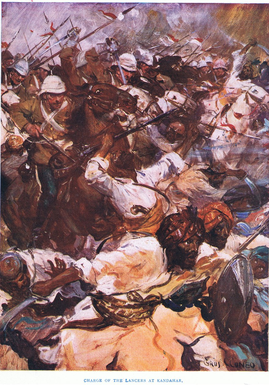A carga dos lanceiros em Kandahar, 1915 de Cyrus Cuneo