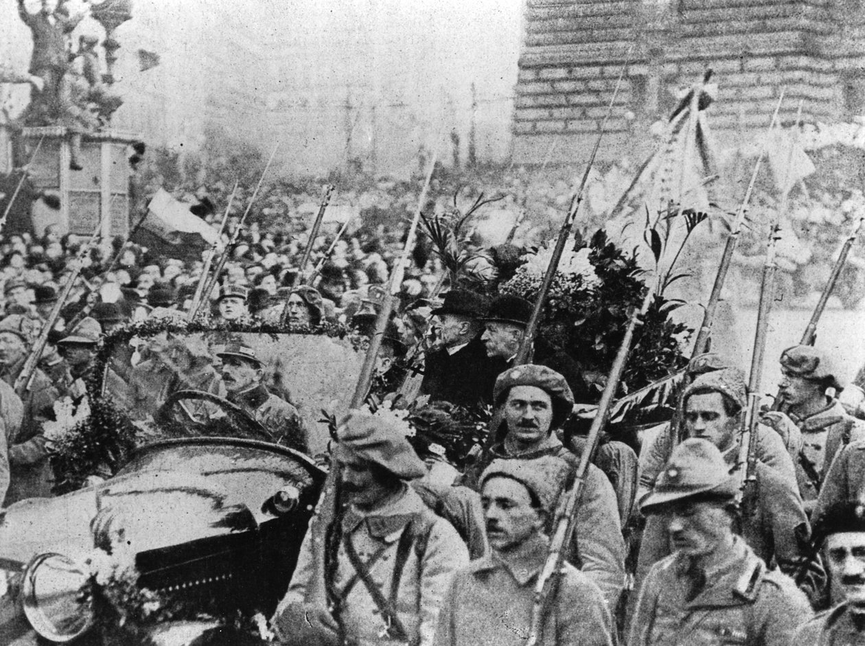 Entrada de Masaryk em Praga em 8 de dezembro de 1918 de Czech Photographer