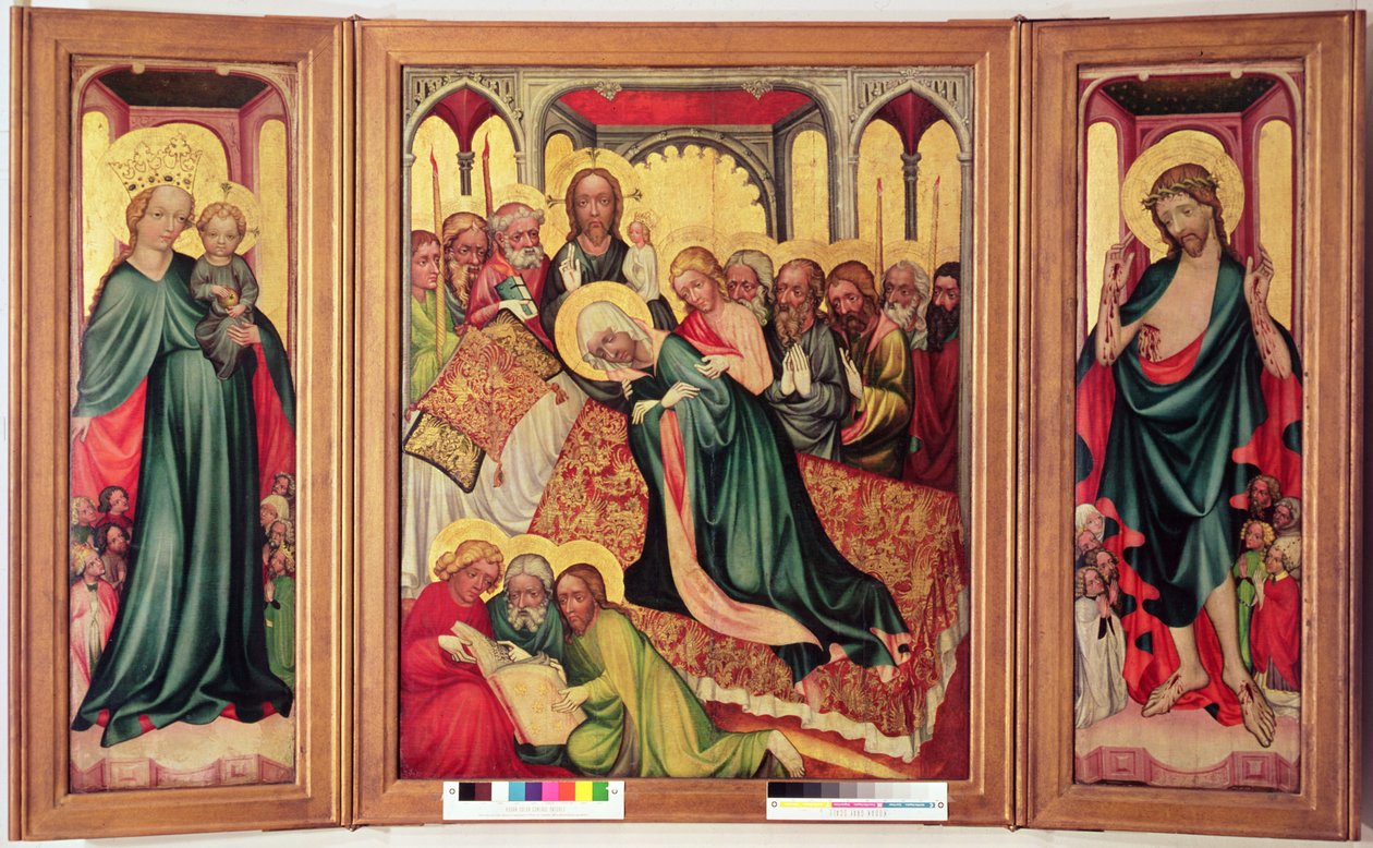 Tríptico Roudnice, c.1400-10 (têmpera no painel) (ver 404565 para detalhes) de Czech School