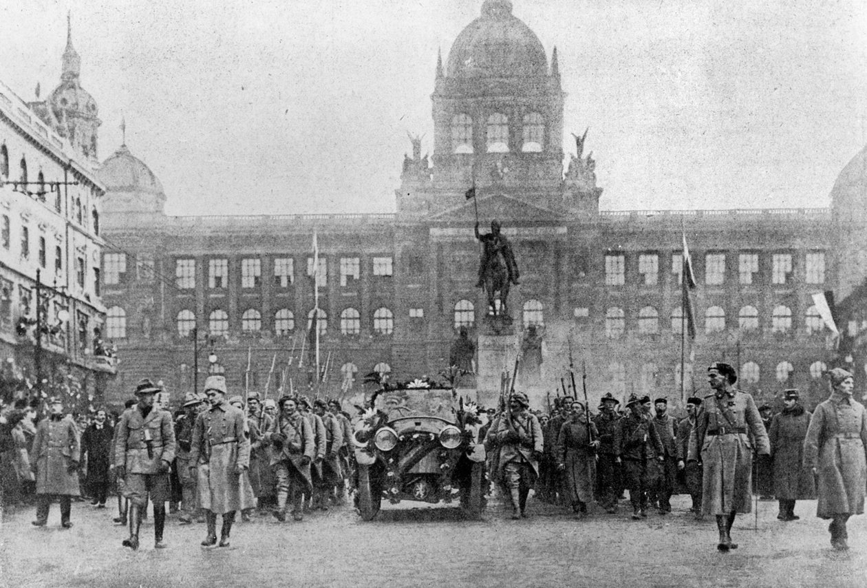 Entrada de Masaryk em Praga em 8 de dezembro de 1918 de Czech Photographer