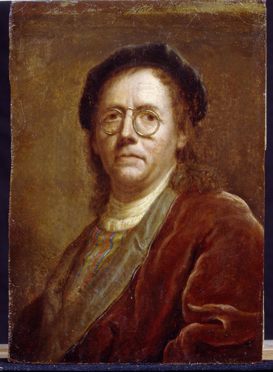 Auto-retrato. Obra de Jan (Jean) Kupecky (Kupetzki)(1667-1740), óleo sobre papelão. Arte Tcheca de Czech School