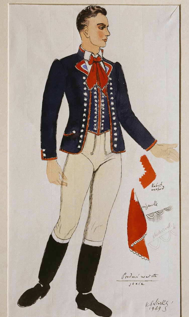 Figurino para A noiva trocada de Bedrich Smetana, esboço de Czech School