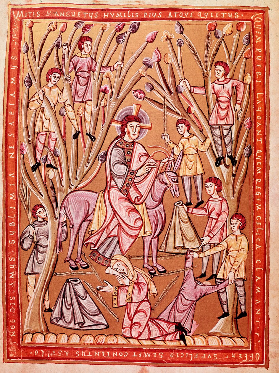Entrada triunfal de Jesus em Jerusalém (miniatura, ca. 1085) de Czech School