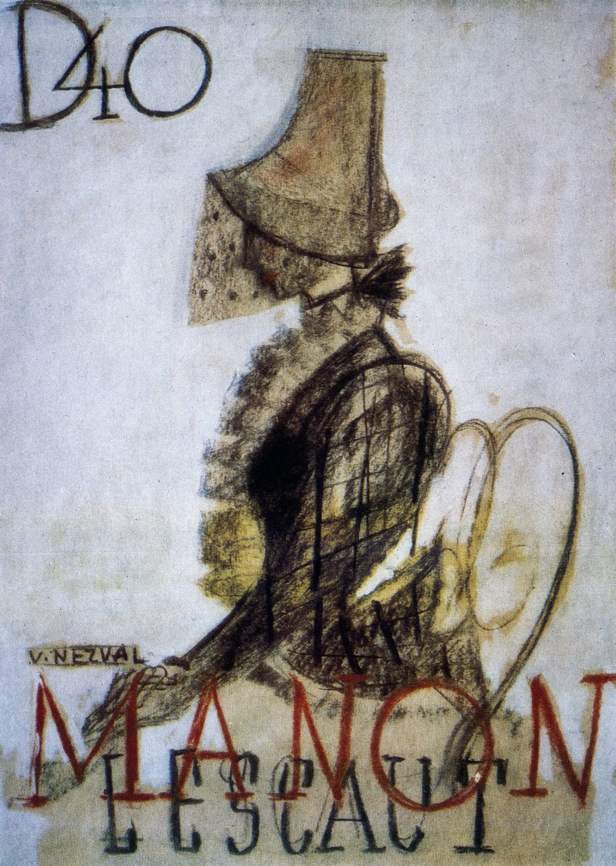 Poster para a estreia da ópera Manon Lescaut de Czech School