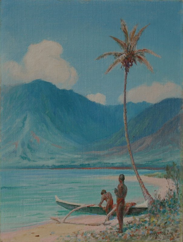 Na praia, Leeward Oahu de D. Howard Hitchcock