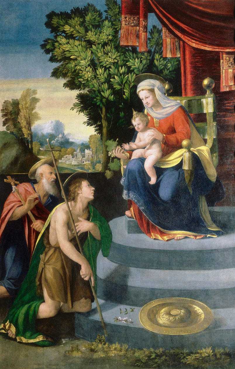Madonna entronizada e santos de D. and Garofalo Dossi
