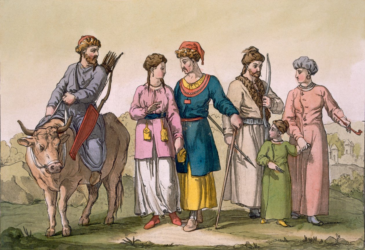 Taguri Tatars da Criméia, de &39;Costume dei ...&39; por Giulio Ferrario, c.1820s-30s de D.K. Bonatti