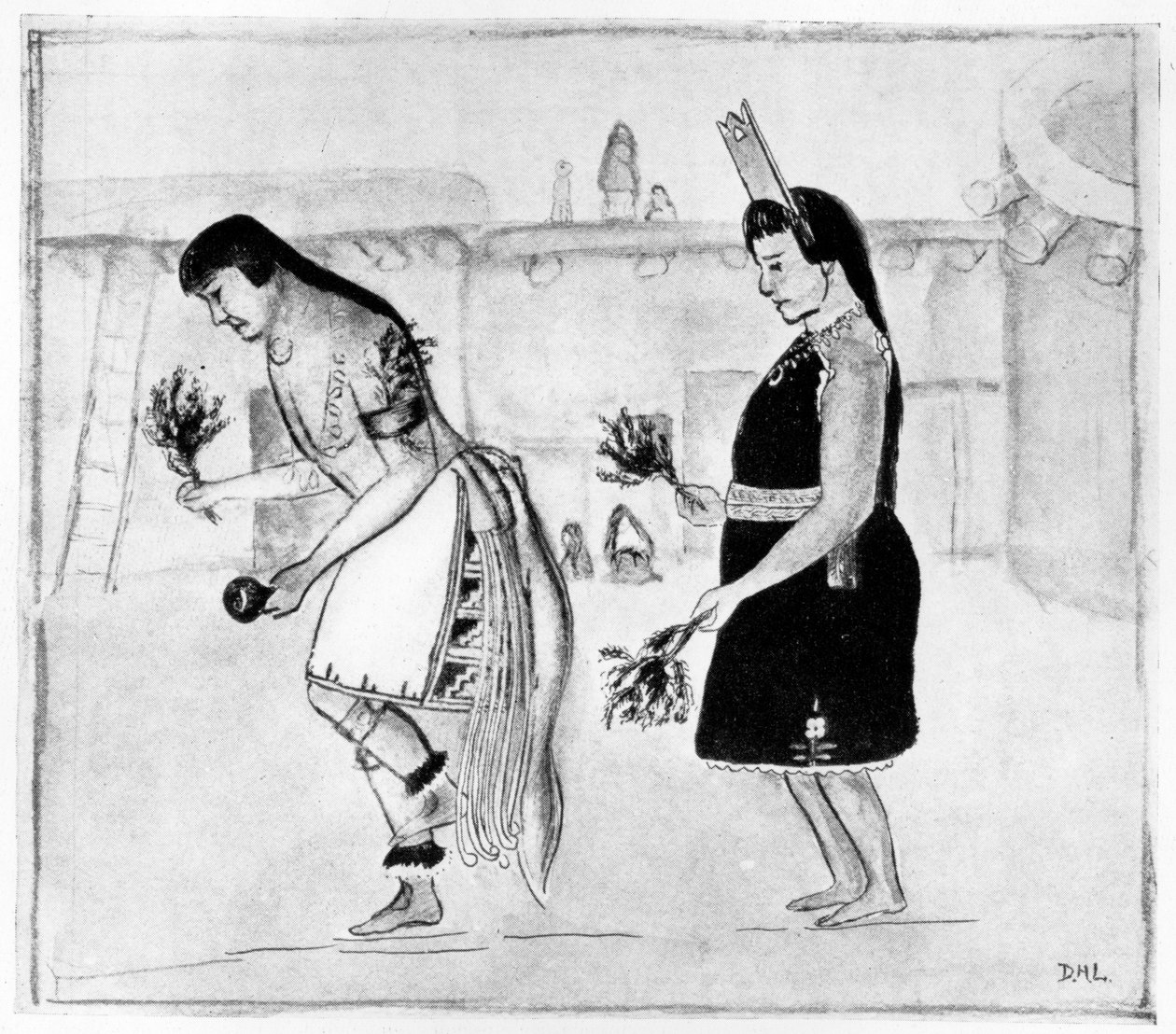 Dançarinos indianos do povoado indígeno, c.1925 de D. H. Lawrence