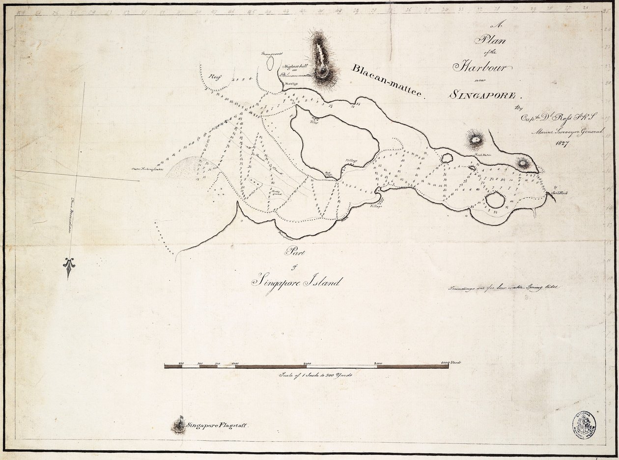 Um plano do porto perto de Singapura pelo Capitão D.l. Ross, FRS Marine Surveyor General de D. I. Ross