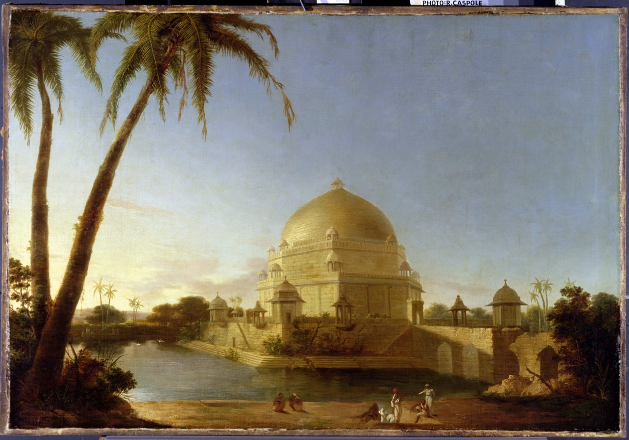 Tumba de Sher Shah, Sasaram, Bihar, c.1790 (óleo sobre tela) de D. Robert