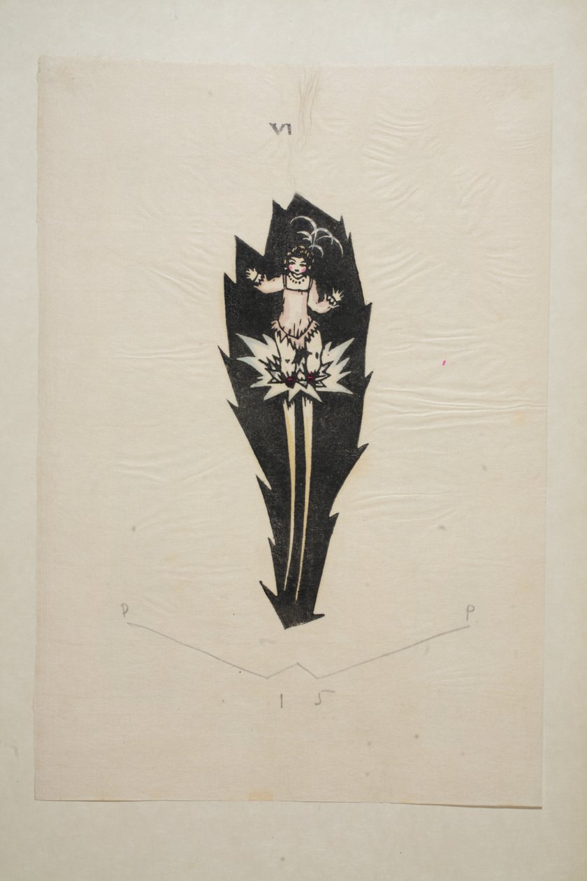 Design, placa 6, livro 6, ilustração de &39;Wiener Werkstatte modo 191415&39;, pub. Eduard Kosmack, Viena, 1914-1915 (linogravura colorida à mão) de Dagobert Peche