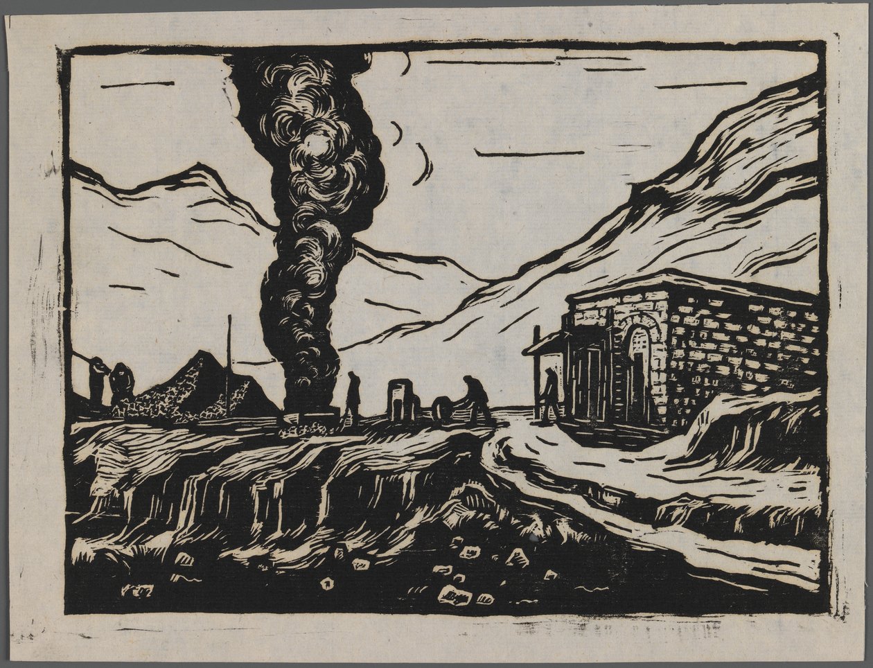 Refinaria de aço, c.1945 (xilogravura) de Dah Ma