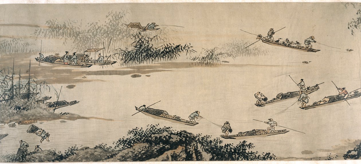 Pescadores em um rio de outono de Dai Jin