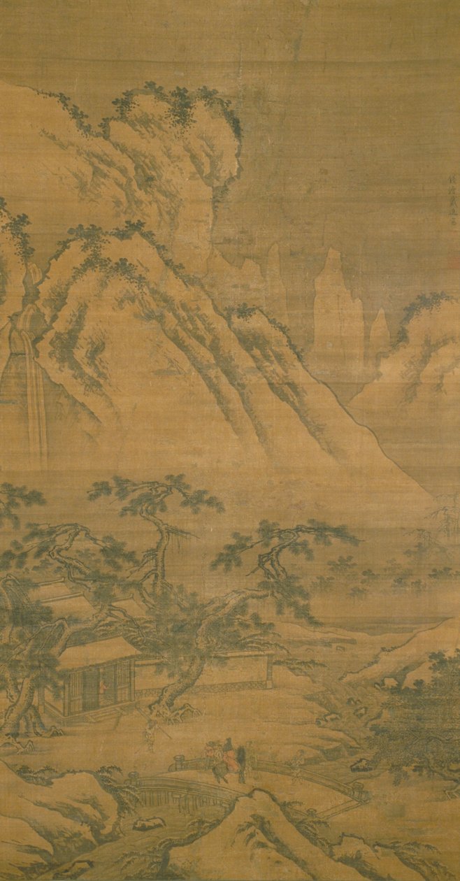 Yuan An Sleeps Through The Snow (tinta e cor clara sobre seda) de Dai Jin