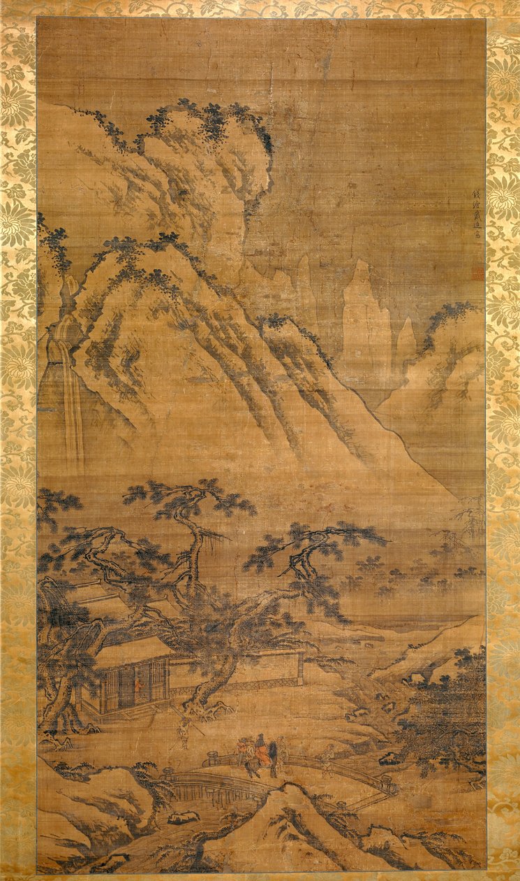 Yuan An Sleeps Through the Snow (tinta e cor na seda) de Dai Jin