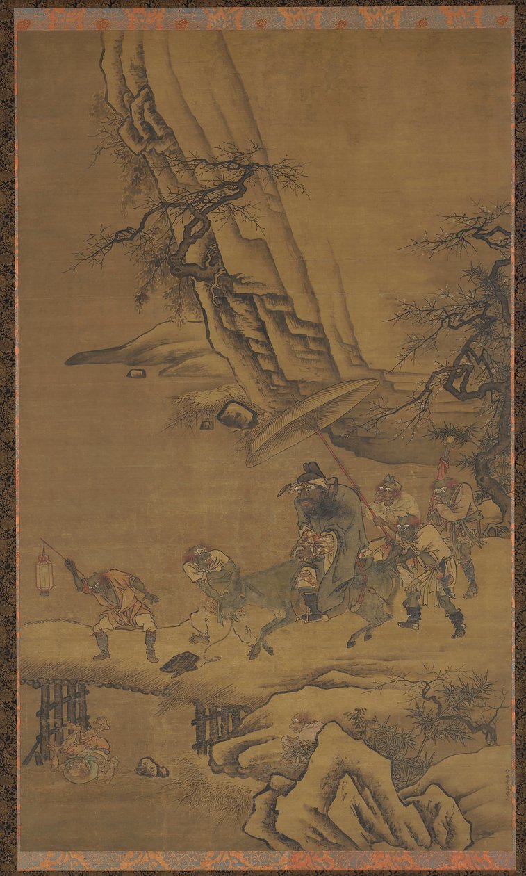 Zhong Kui e demônios atravessando uma ponte de Dai Jin