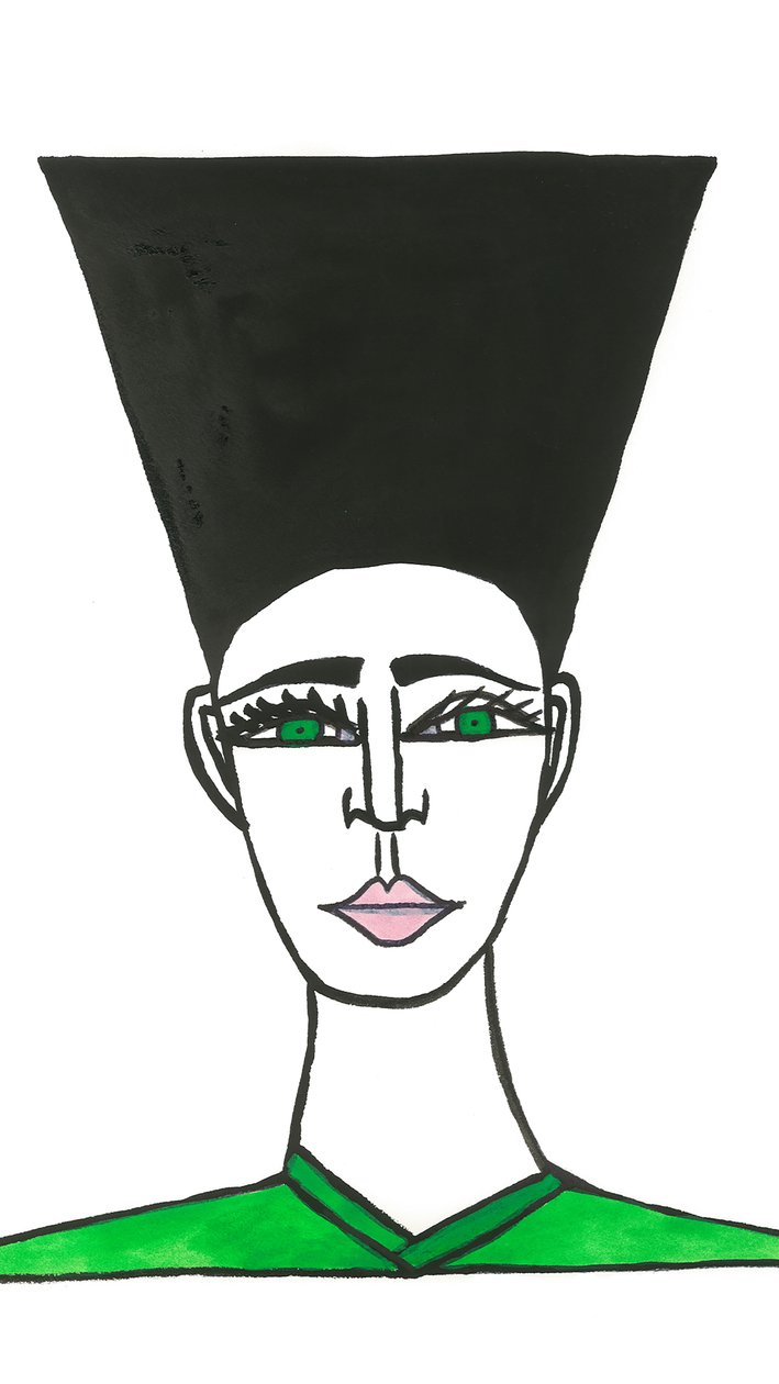Afro Hair, 2024 (caneta com tinta sobre papel) de Daisy de Villeneuve