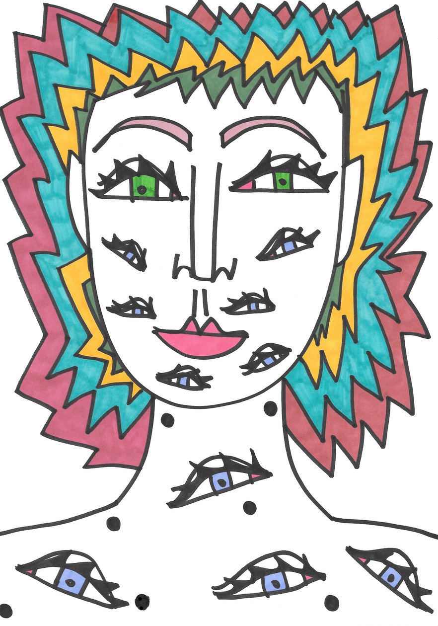 Olhos (ponta de feltro sobre papel) de Daisy de Villeneuve