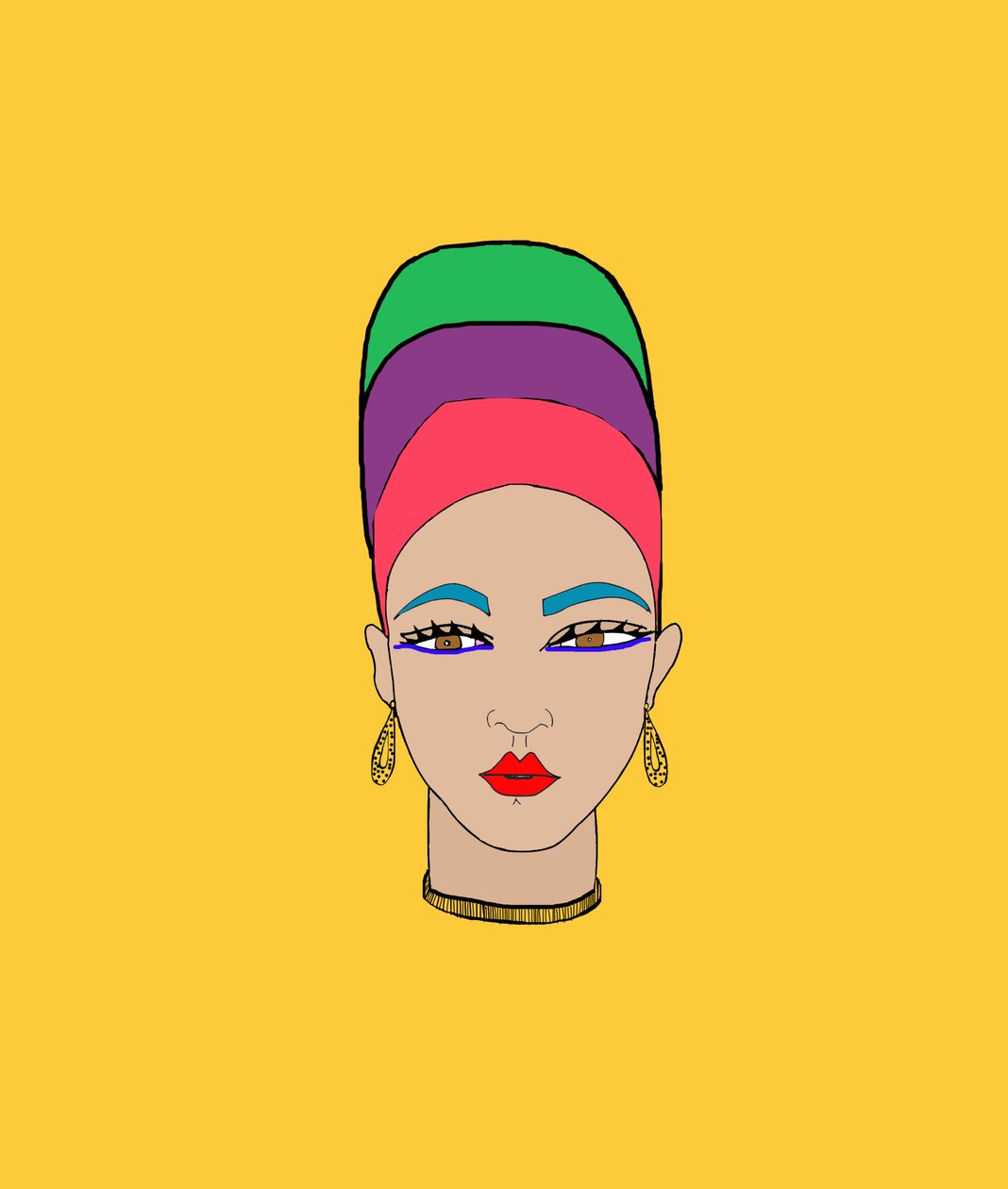 Rapariga com lenço na cabeça (Caneta e Photoshop) de Daisy de Villeneuve