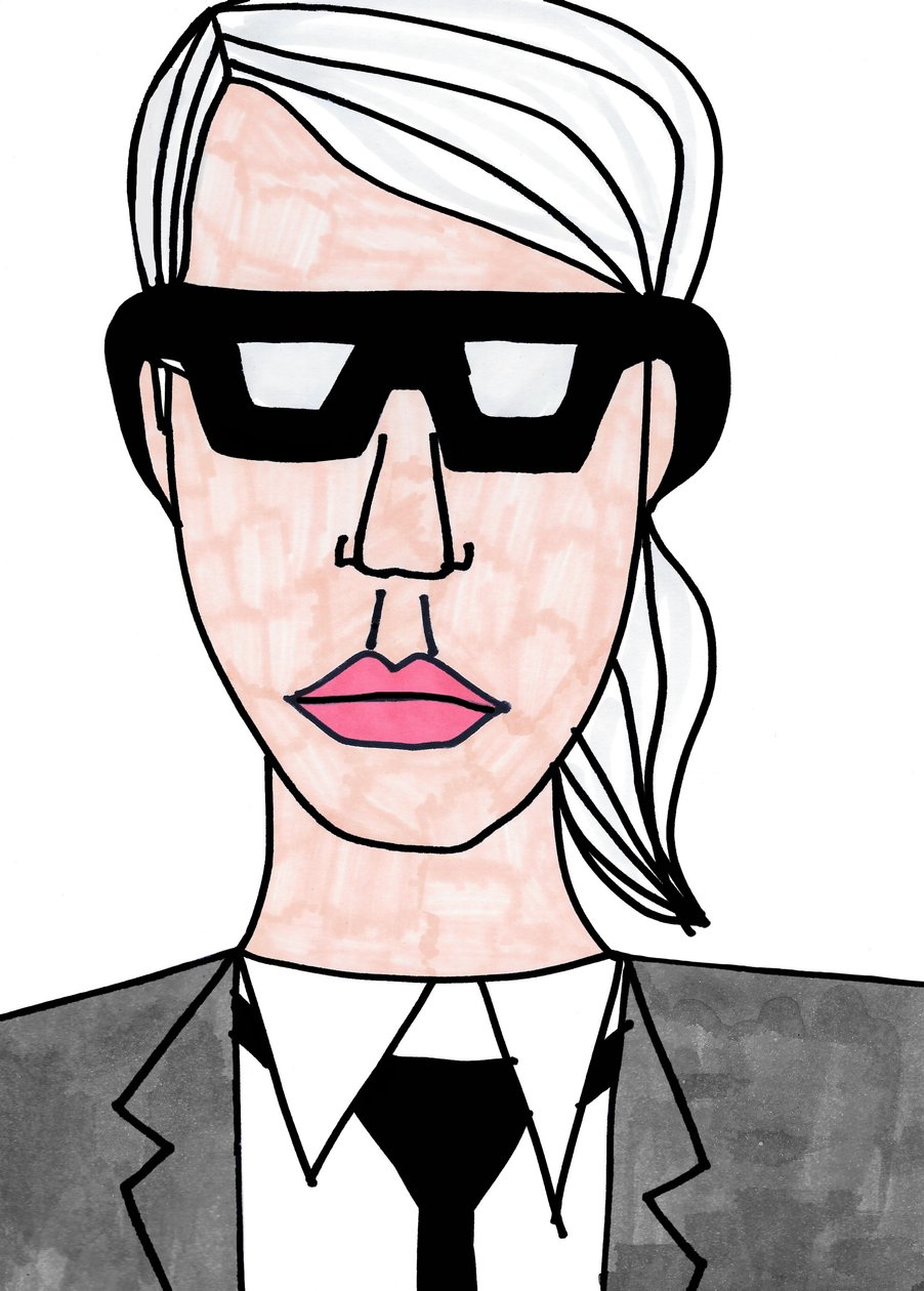 Karl Lagerfeld (caneta de feltro sobre papel) de Daisy de Villeneuve