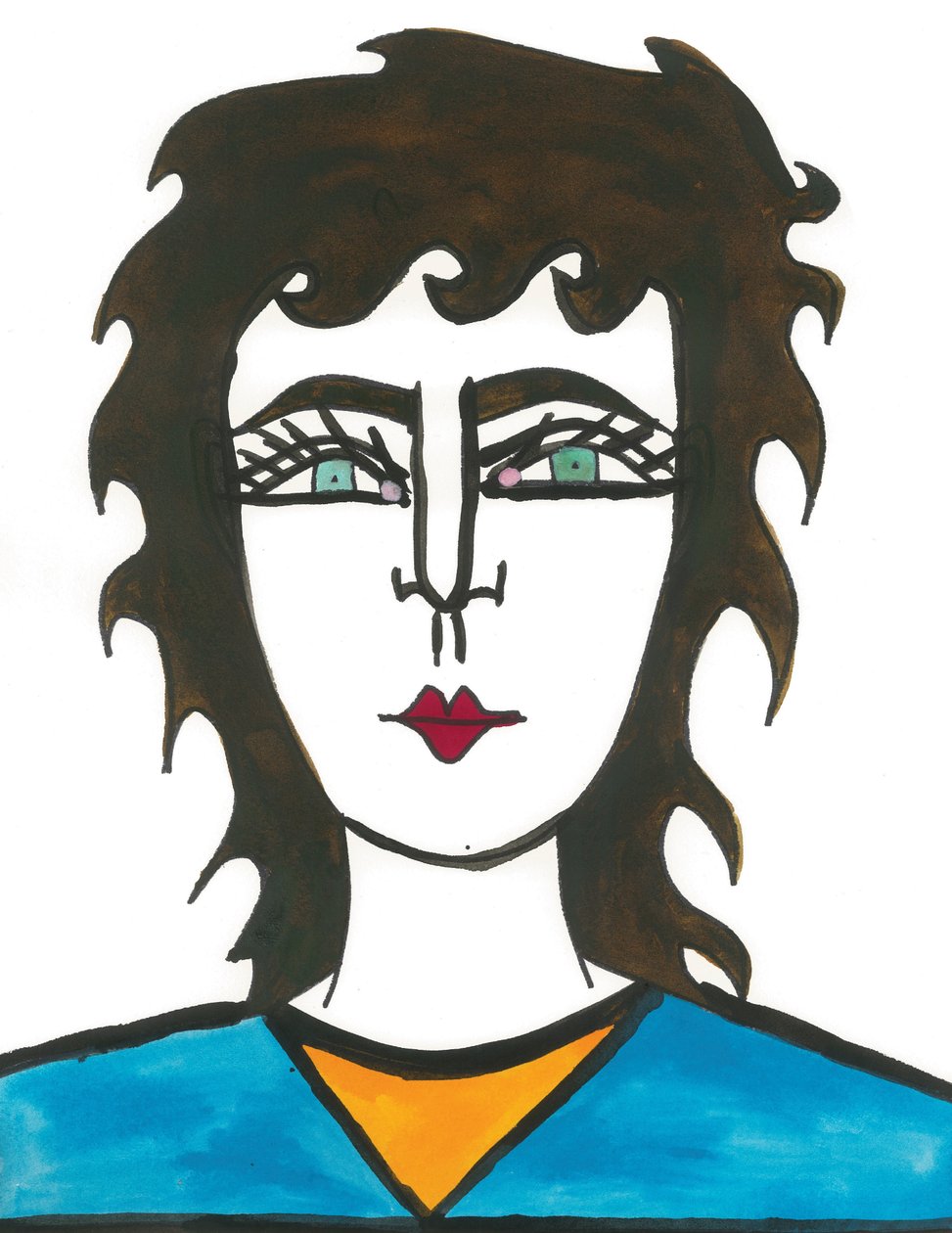 Mullet Hair, 2024 (caneta com tinta sobre papel) de Daisy de Villeneuve