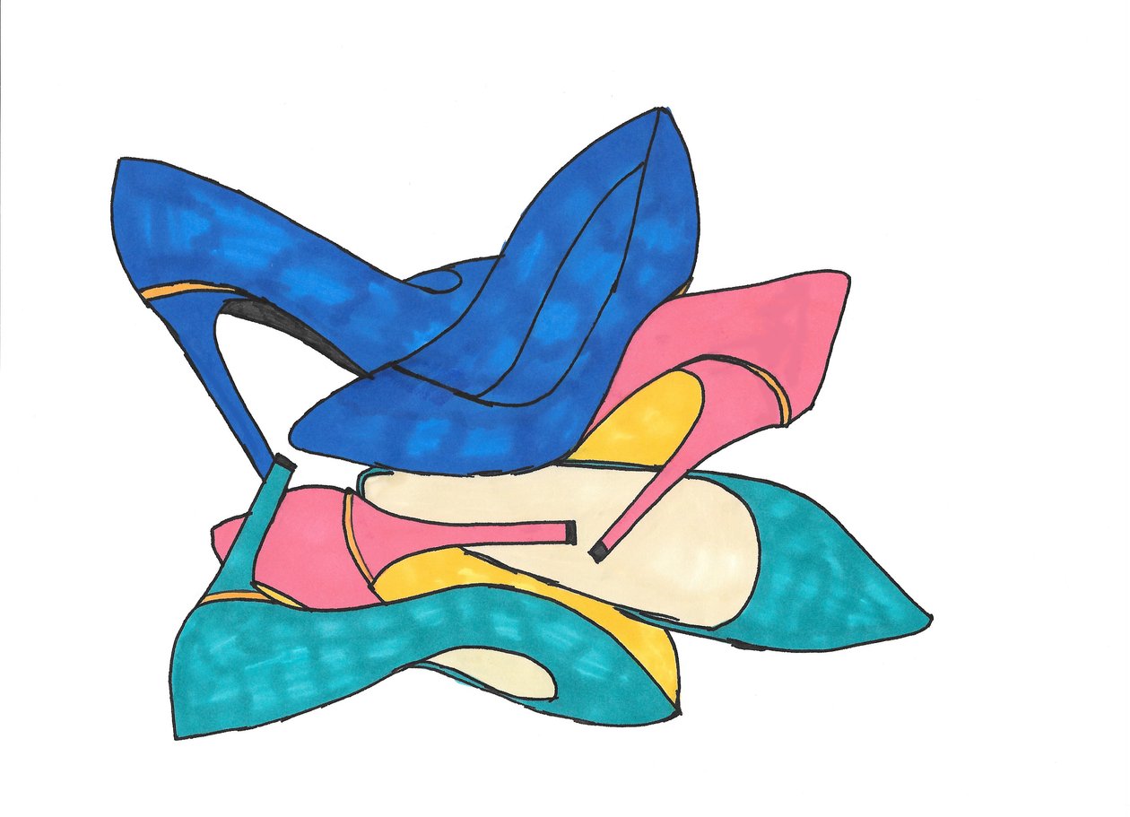 Sapatos, 2016 (caneta de feltro sobre papel) de Daisy de Villeneuve