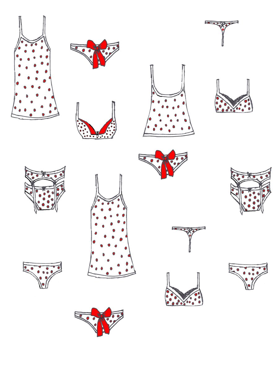 Roupa interior (caneta de feltro sobre papel) de Daisy de Villeneuve