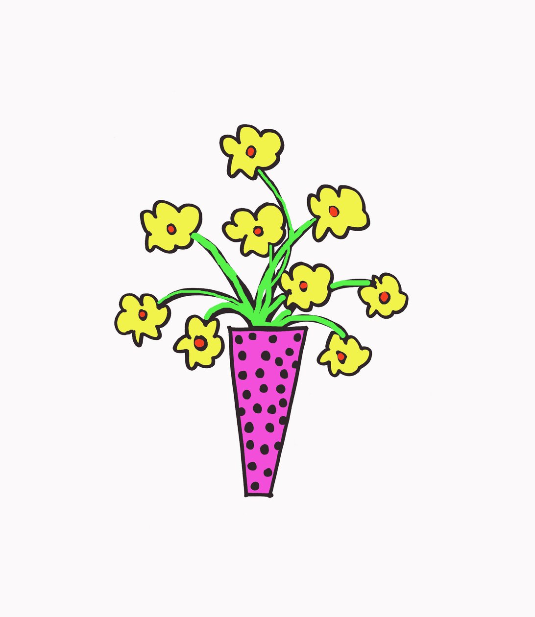 Vaso de flores (caneta sobre papel e Photoshop) de Daisy de Villeneuve
