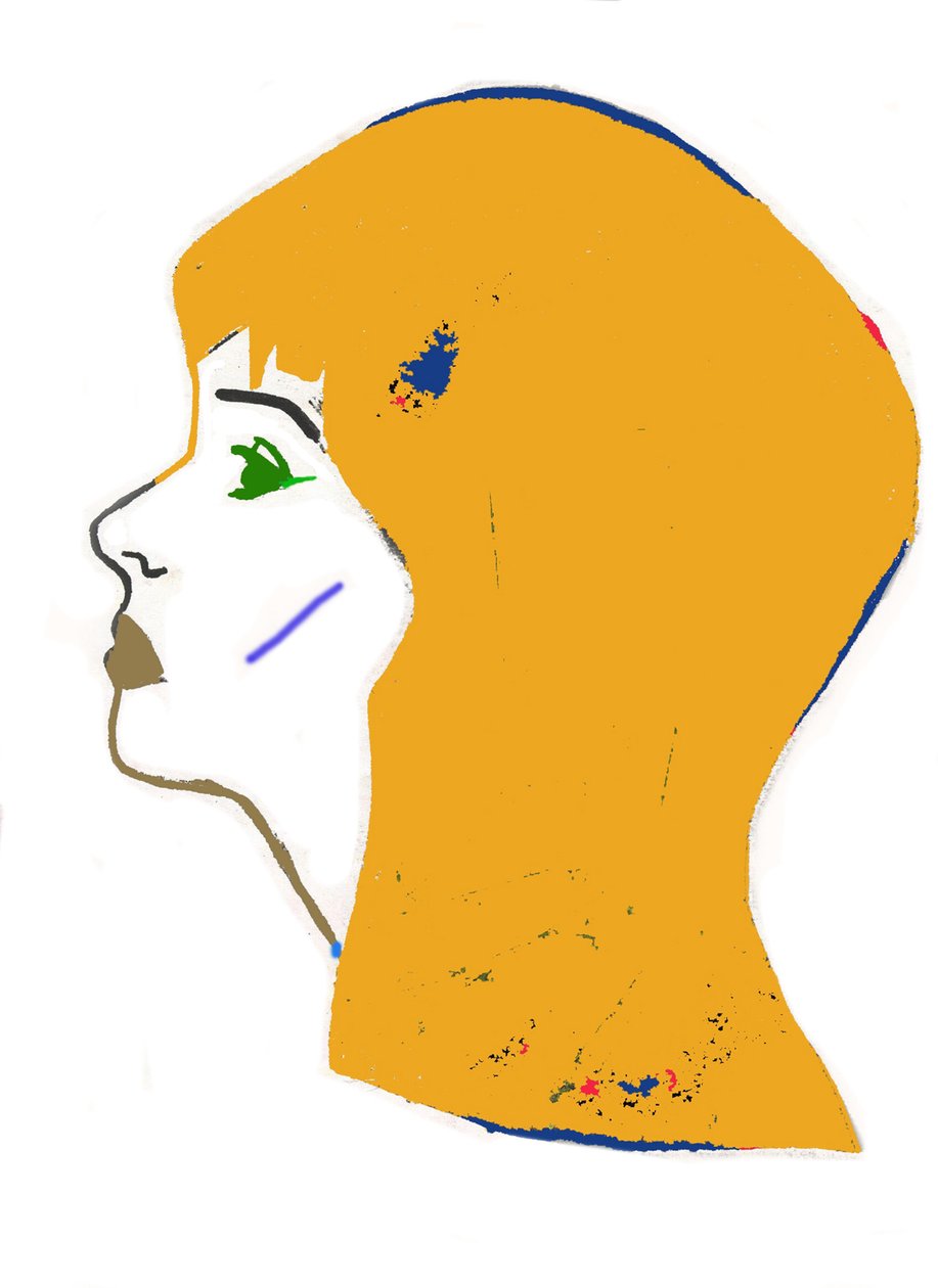 Cabeça amarela,2017 (caneta de feltro sobre papel) de Daisy de Villeneuve