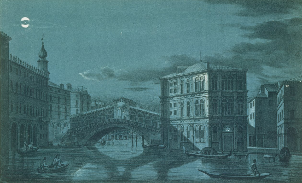 Cena Noturna da Ponte di Rialto, Veneza, gravada por Brizeghel de Dalda