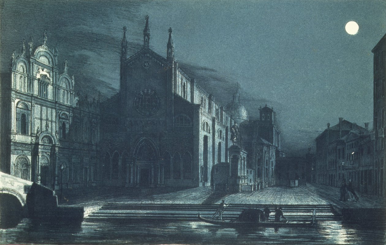 Cena Nocturna da Igreja das SS. Giovanni e Paolo, Veneza, gravada por Brizeghel (litho) de Dalda (after)