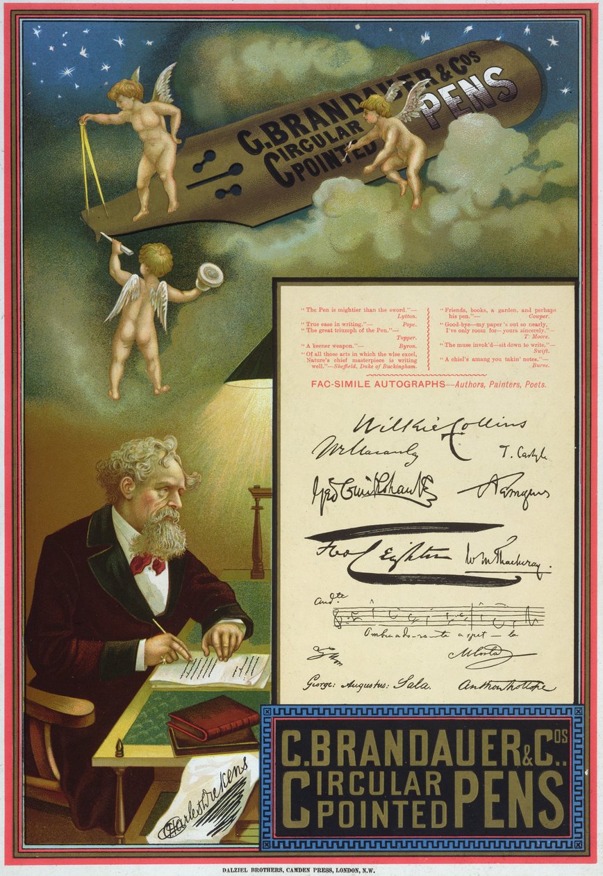 Anúncio para C. Brandauer und Co. Canetas Circulares Pointed de Dalziel Brothers