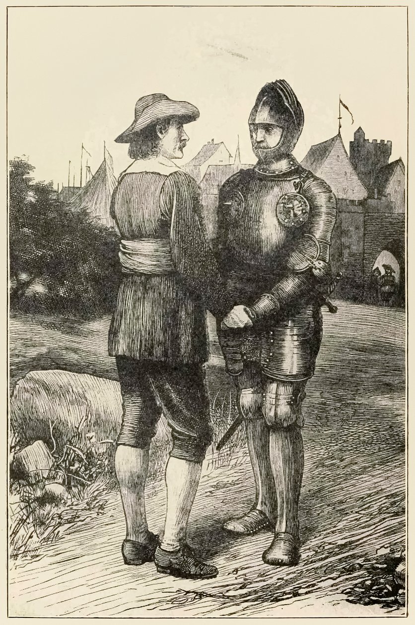 Esperançoso e cristão dos peregrinos progride deste mundo, ao que está por vir John Bunyan (1628-1688) ilustração de Thomas Dalziel (1823-1906) Esperançoso da cidade de Vanity une-se a C de Dalziel Brothers