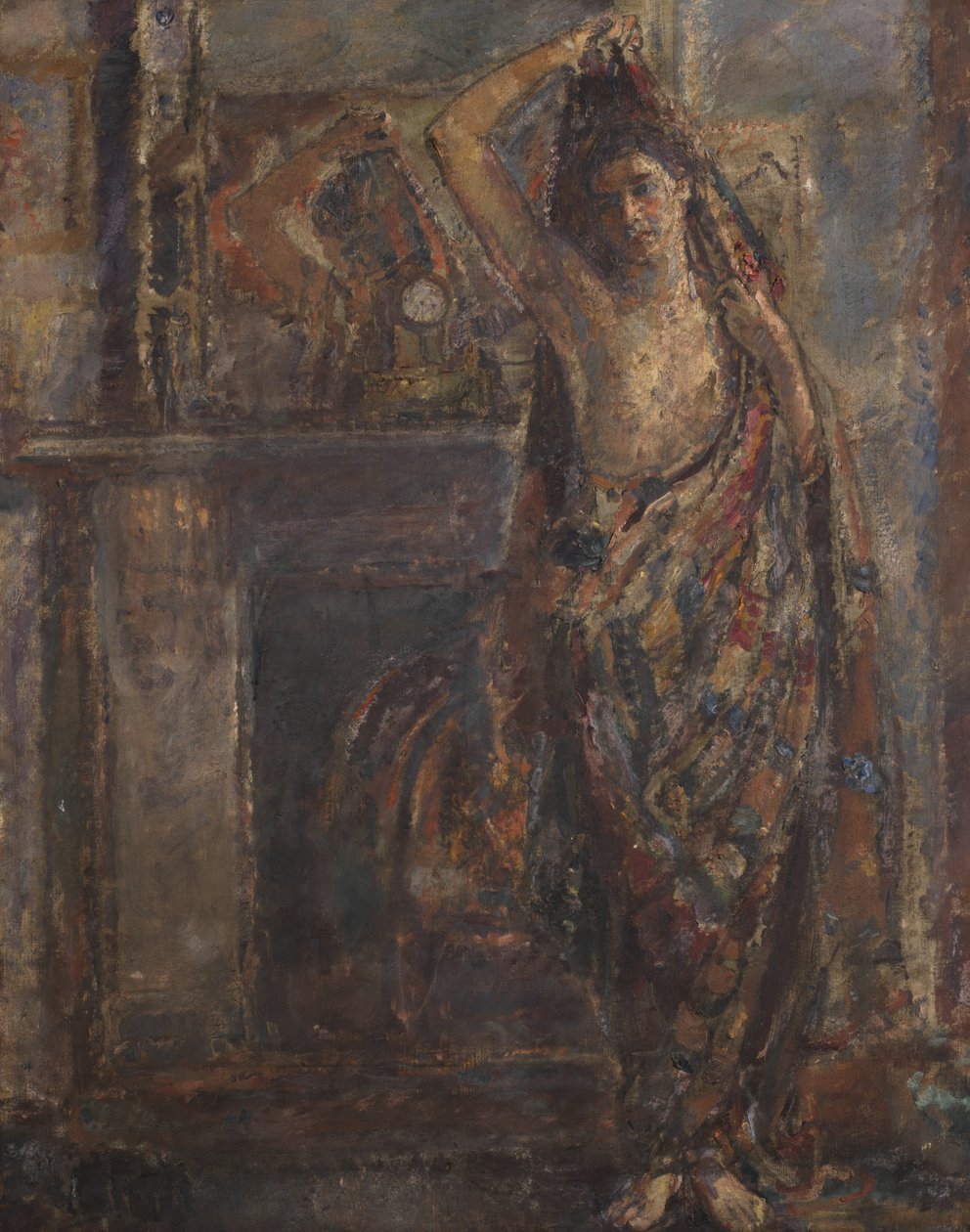 Mulher drapeada ao pé de um manto (verso),1938 (óleo sobre tela) de Dame Ethel Walker