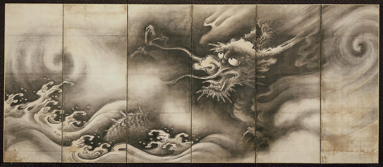 Dragão [direito do par Dragão e Tigre], meados do século XVI (tinta sobre papel) (ver também 6114495) de Dōan Yamada